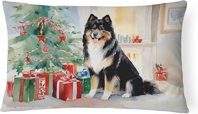 Caroline's Treasures DAC2655PW1216 Finnish Lapphund Cozy Christmas Throw Pillow Machine Washable, Indoor Outdoor Decorative Pillow for Couch, Bed or Patio, 12HX16W
