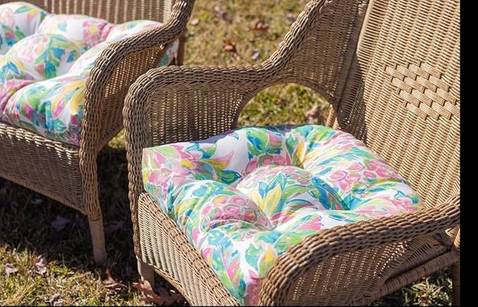 RSH DECOR: Sunbrella Tufted Wicker U-Shape Cushions Set of 2 | 22” x 22” | Outdoor Seat Cushions for Patio Furniture| Crafted with Sunbrella Performance Fabric | Canvas Spa - Made in USA