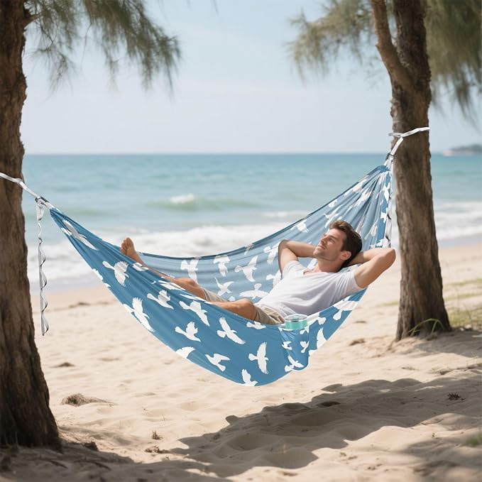 Camping Hammock Outdoor Hammocks for Outside Pigeon Blue Beach Trees Portable Lightweight with Pockets Tree Straps Indoor