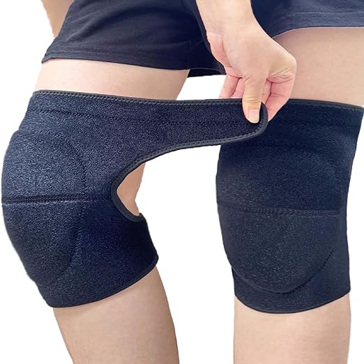 Wrestling Knee Pads for Sports, Elastic & Breathable Sleeve, Black L | Waterproof Thick Kneeling Cushion, Strap on Kneepads for Gardeners, Housework, Yard, Cleaning, Flooring, Tile, Carpet Work