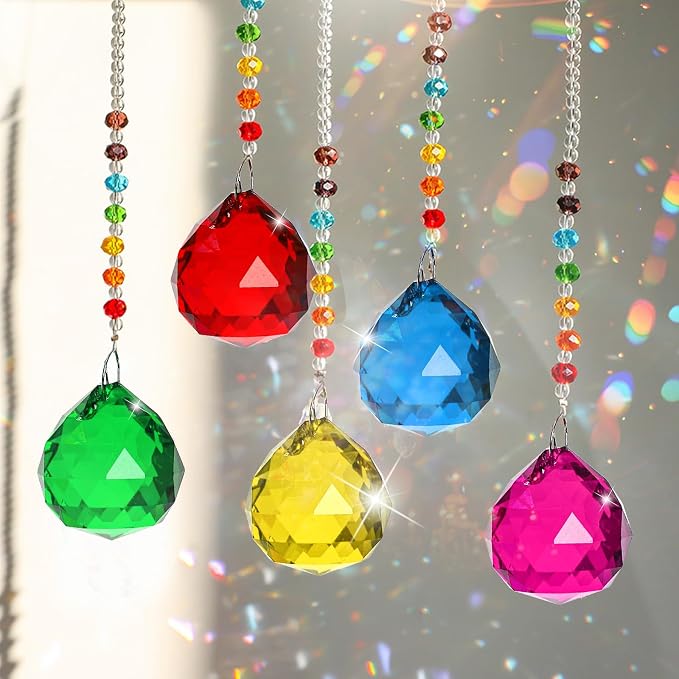 Yesland 24 Pack Crystal Ball Prism 30mm/1.18" Decorative Ball - Suncatcher Rainbow Pendants Maker for Chandelier Window & Wedding Decoration Gift (Multicolor)
