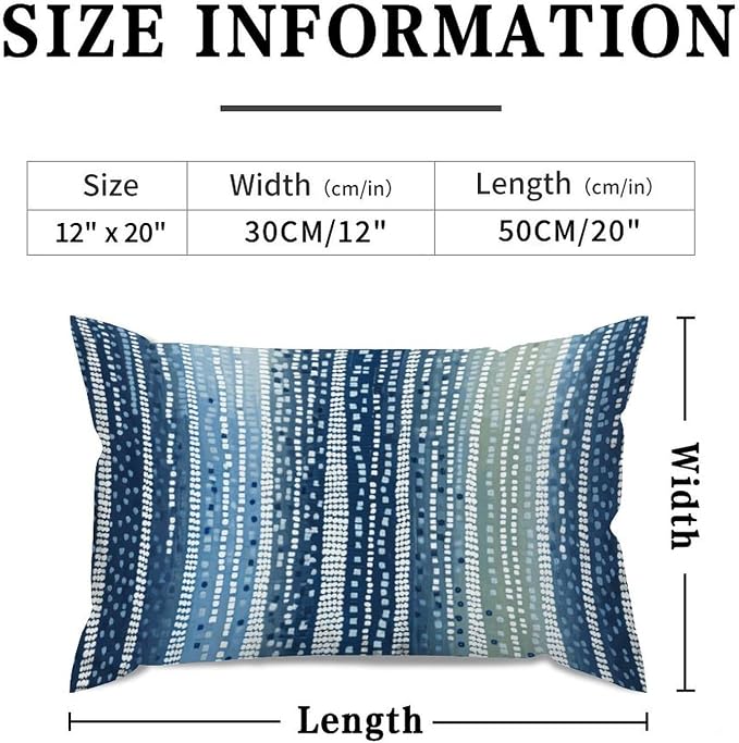 Lumbar Throw Pillow Cover Antelope Aqua Animal Cushion Cases Rustic White Blue Animal Strip Pillow Cover Accent Decorative Cushion Covers Home Decor for for Couch Sofa Home Decor 12x20in