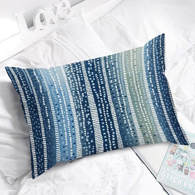 Antelope Aqua Animal Rectangular Throw Pillow Cover White Blue Animal Strip Throw Pillow Cover Modern Square Couch Sofa Cushion Covers for for Couch Bed Bedroom Living Room 16x24in