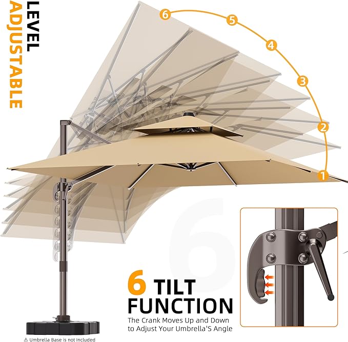 9' X 12' Outdoor Cantilever Patio Umbrella - Heavy Duty Offset Umbrella with 360° Rotation for Garden Deck Pool Patio, Brown