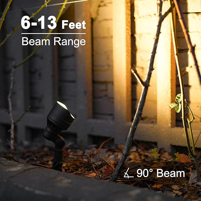 GOODSMAN Landscape Lighting 2PK Low Voltage Landscape Lights Led Low Voltage Landscape Spotlights 4.5W 205 Lumen Floodlights with Cable Connectors Metal Stakes 9127-96603-02A Black