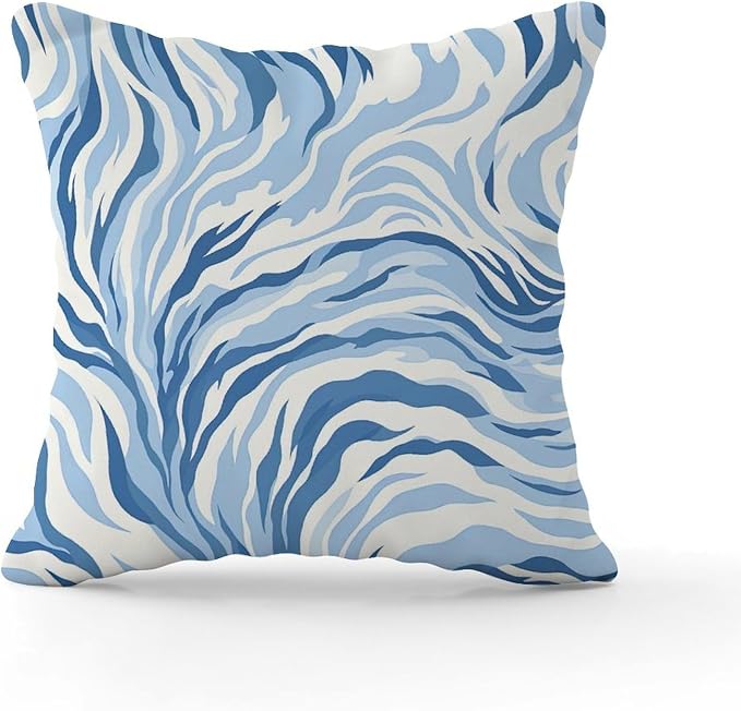 Pillowcase Blue Tiger Print Cushion Cases Rustic Animal Tiger Print Pillow Cover Accent Outdoor Waterproof Decorative Pillow Cover for Living Bed Room Patio Home 24x24 in