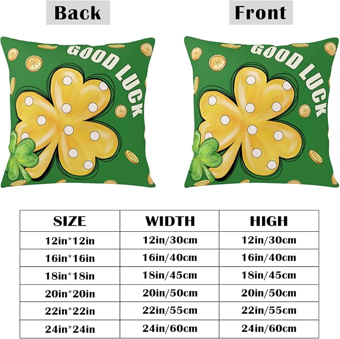 Pack of 2 St Patrick's Day Pillow Covers Polka Dots Clover Throw Pillow Covers 16x16 Lucky Hat Filled with Gold Coin Shamrock Pillow Cases Saint Patricks Day Decorations for Home