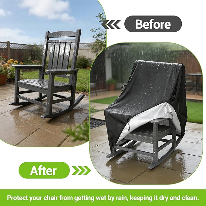 Kasla Patio Chair Cover, Waterproof Heavy Duty Cover for Outdoor Rocking Chair & Rattan Wicker Chair & Swivel Chair & Dining Chair (Black, 27"L×34"W×45"H, 2 Pack)