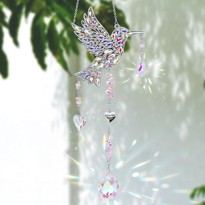 Mom Birthday Gifts from Daughter - Mom Gifts for Mother's Day Birthday - Sun Catchers Indoor Window Hummingbird Gift for Women Bird Lovers Mother Grandma Outdoor Garden Home Decor