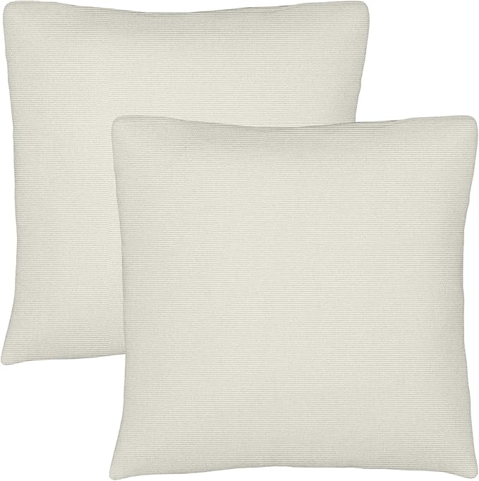 Covers & All Sunbrella Throw Pillows Set of 2, 20 x 20 Inch Square Outdoor & Indoor Cushions with Insert, Fade & UV Resistant Fabric (Canvas Natural)