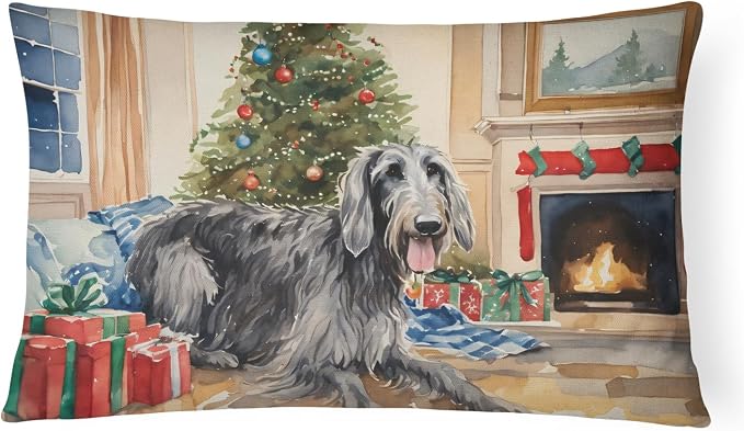 Caroline's Treasures DAC2743PW1216 Scottish Deerhound Cozy Christmas Throw Pillow Machine Washable, Indoor Outdoor Decorative Pillow for Couch, Bed or Patio, 12HX16W