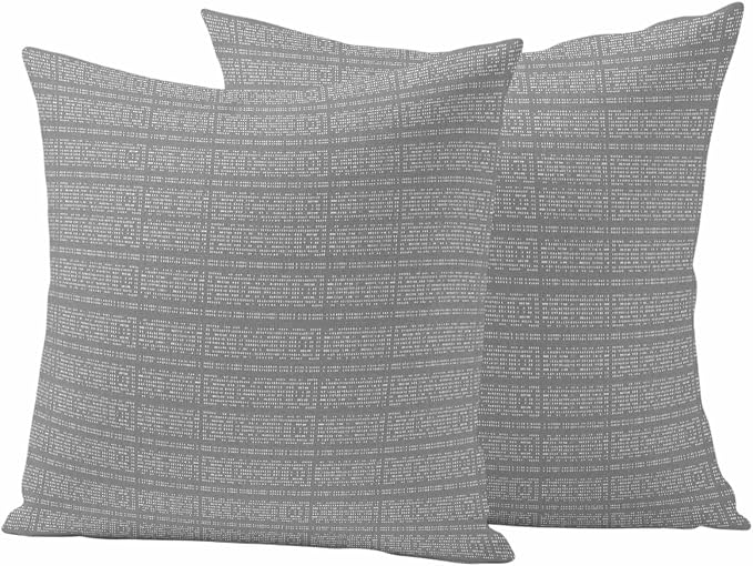 Outdoor Waterproof Throw Pillow Covers Set of 2 Stripes Grain Pillowcases 16x16 Inches Grey Solid Color Decorative Pillows Cushion Case Patio Pillows for Couch Bed Chair Garden