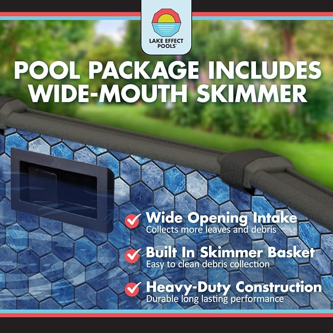 Lake Effect Pools 'Bora Bora' 24 ft Round Above Ground Swimming Pool | 52 Inch Resin Protected Steel Sided Walls | Bundle Includes: 25 Gauge Overlap Liner & Widemouth Skimmer