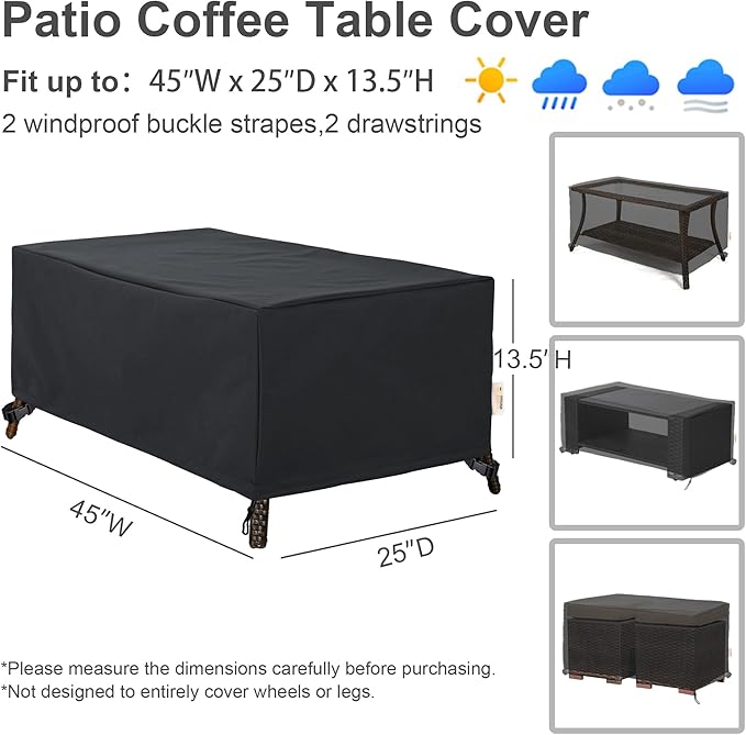 Patio Furniture Covers,Outdoor Furniture Cover Waterproof,Patio Furniture Set Covers for 4 Piece Outdoor Conversation Set,Patio Covers Set X-Large (Black)