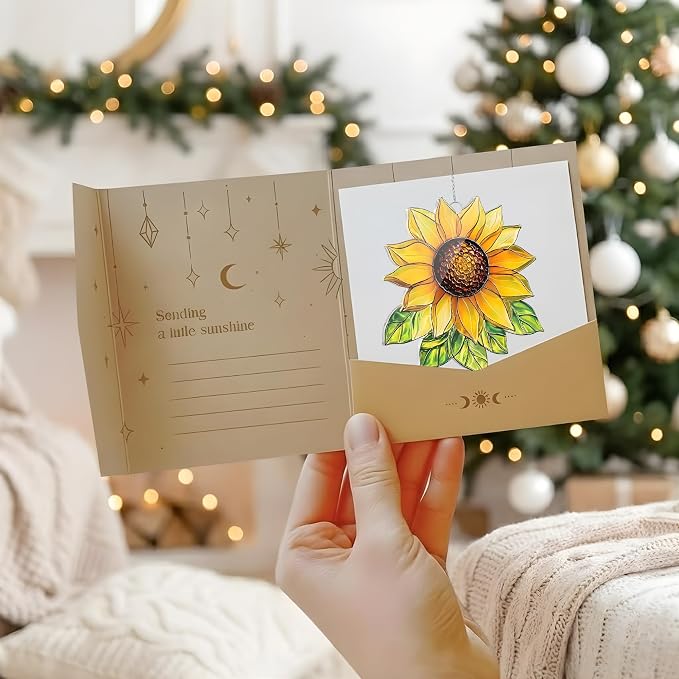 Sunflower Acrylic Suncatcher, Boho Suncatchers for Window Hanging Ornament, Stained Glass Effect Art Garden Decor for Flower Lover, Gifts for Mother's Day, Mom, Grandma, Wife, Women, Nana