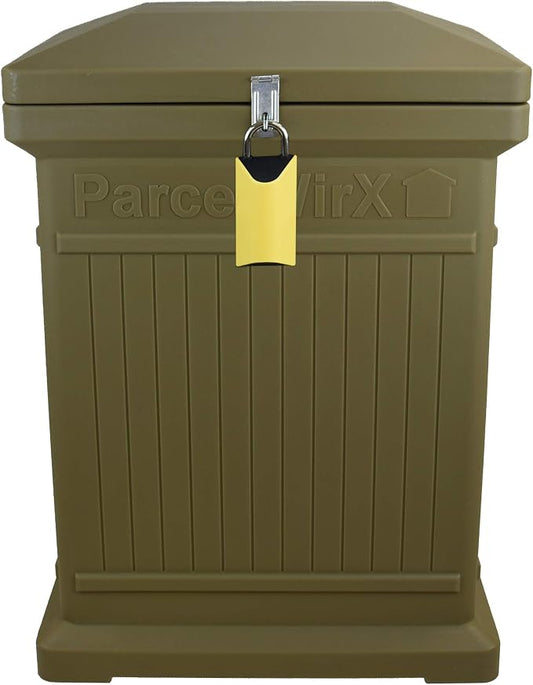 RTS Home Accents Parcelwirx Premium Vertical Storage Cabinet/Lockable Package Delivery Box with Hinged Lid and Smart Lock, Oak