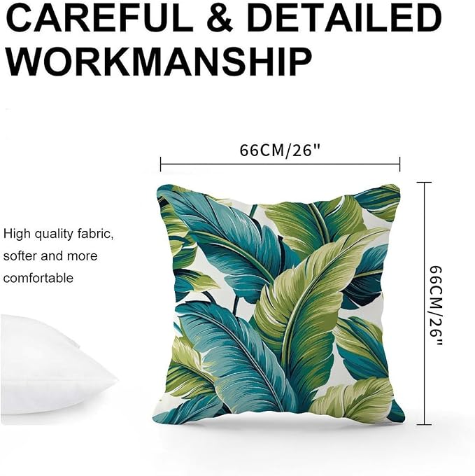 Turquoise Lime Green Pillowcase Teal Blue Aqua Tropical Pillow Covers 26x26 INFarmhouse Accent Square Couch Sofa Cushion Covers for Patio Couch Bench
