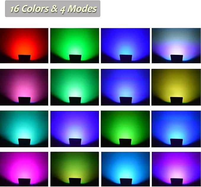 LED RGB Flood Light Stage Lighting, 30W Outdoor Color Changing Lights with Remote Control, IP65 Waterproof Dimmable Wall Washer Light, Flood Lamp 16 Colors 4 Modes with US 3-Plug