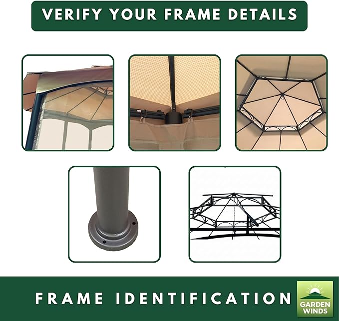 Garden Winds Durable 350 Replacement Canopy Top Compatible with Southbay Hexagon 12’ x 12’ Gazebo Models L-GZ793PST-A, A111005500 - Beige