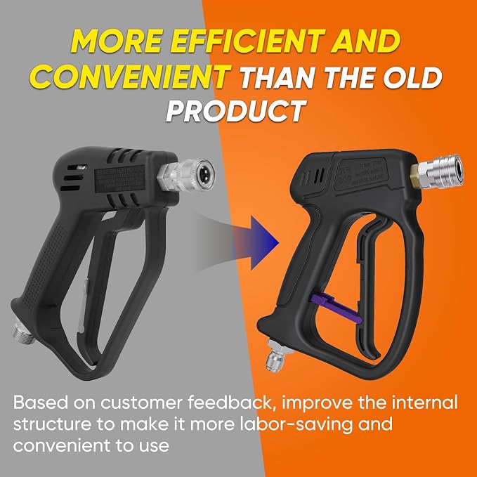 KONOSUBA Short Pressure Washer Gun 4500PSI with 360° Swivel,2 Adapter,5 Pressure Washer Nozzles,1/4" Quick Connector,3/8'' Quick Connect, M22-14/15 mm Fitting (Gun 4500PSI)