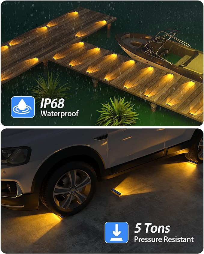 DetarZinLED Solar Step Lights for Outside,4 Pack Solar Stair Lights Outdoor Waterproof,Warm White Deck Light Solar Powered Waterproof for Steps,Stairs,Walkway,Sidewalk,Patio,Pathway