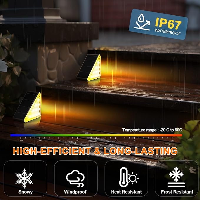 AUDLES 6 Pack Solar Stair Lights Outdoor Stair Lights with Waterproof IP67 LED Solar Light for Outside Light Decor for Deck, Front Step, Front Porch, Patio, Garden and Backyard (Brown)