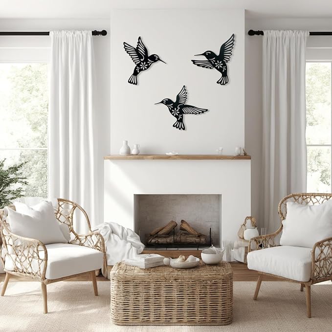 Metal Bird Wall Art Decor- Hummingbird Wall Art Silhouette Outdoor Wall Decor Art for Your Patio, Garden, and Home Metal Art Decor, Indoor and Outdoor Hanging