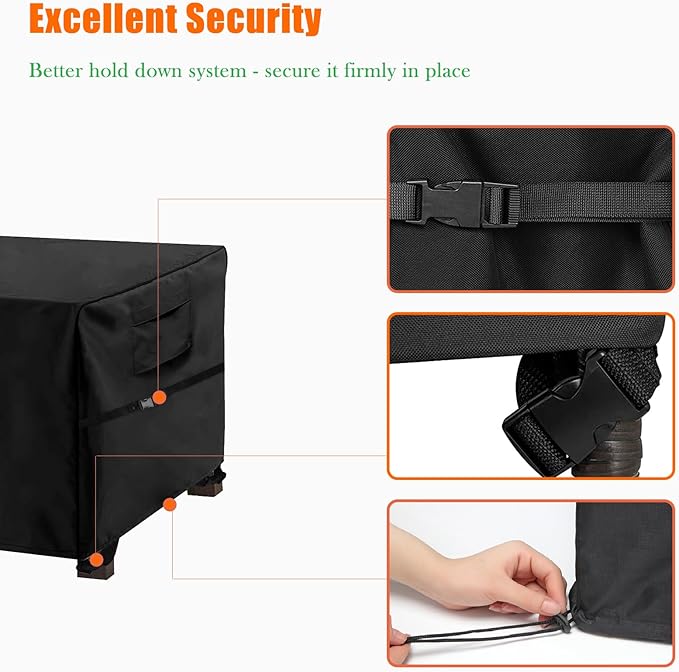 WOMACO Heavy Duty Patio Table Cover, Waterproof Outdoor Furniture Cover (Black, Rectangle - 75" x 47" x 24")