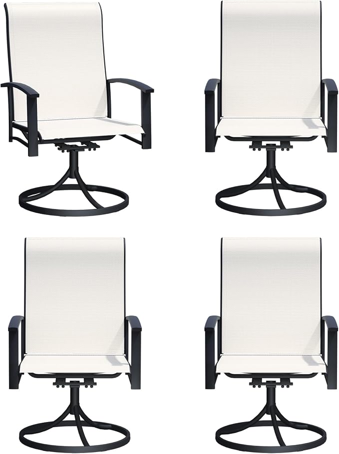 Outdoor Swivel Rocker Dining Chair Set of 4, All Weather Patio Dining Chair with Textilene High Back and Metal Frame, Backyard, Lawn Garden and Deck Porch Patio Furniture Set