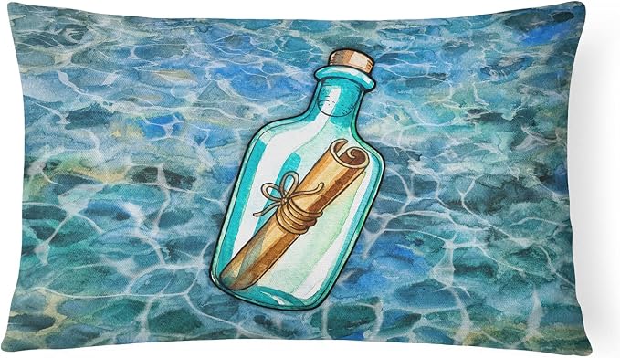 Caroline's Treasures BB5343PW1216 Message in a Bottle Canvas Fabric Decorative Pillow Machine Washable, Indoor Outdoor Decorative Pillow for Couch, Bed or Patio, 12HX16W