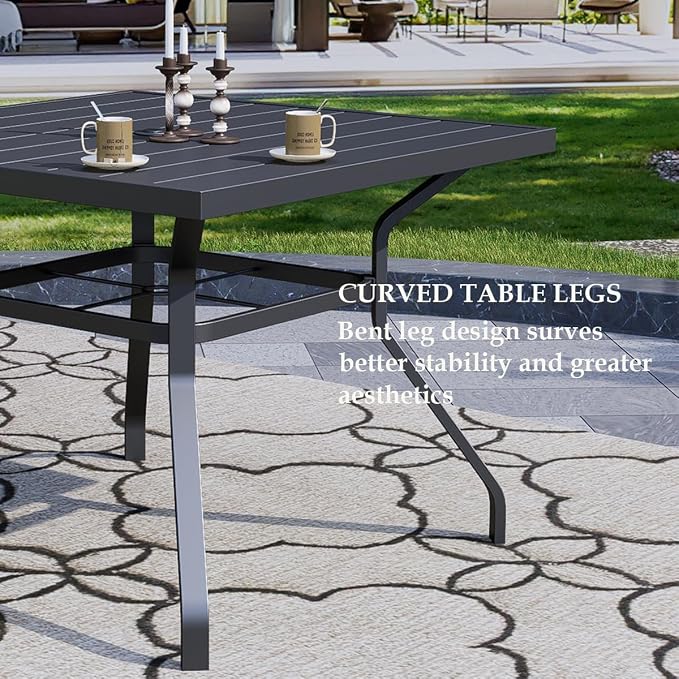 Anmutig 5 Piece Outdoor Patio Dining Set, 4 Swivel Rocking Patio Chairs & Square Dining Table Outdoor Furniture for Backyard Bistro Garden Poolside, Grey