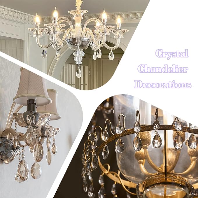 10pcs 38mm Crystal Suncatcher Pendants Chandelier Parts Decor | Crystal Sun Catcher, 38mm Hanging Crystal Chandelier Parts, Prism Pendants with Hook, Crystal Christmas Ornaments Home Decor