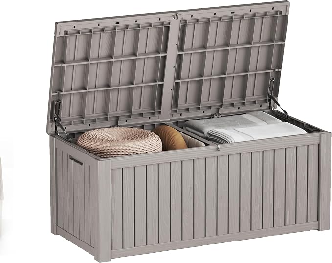 150 Gallon Outdoor Storage Box for Patio Furniture, Pool Accessories, and Garden Tools Black