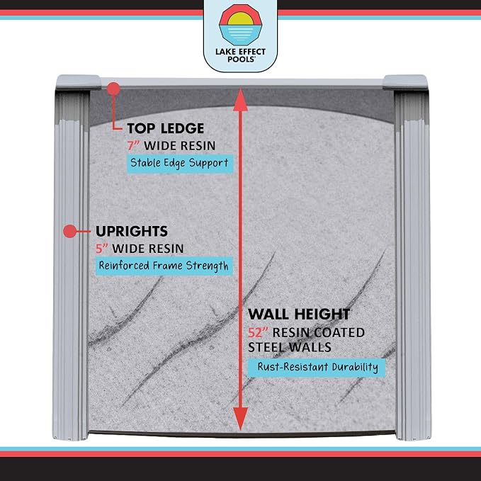 Lake Effect Pools 'Galleria' 15 ft x 24 ft Oval Above Ground Swimming Pool | 52 Inch Steel Side Walls | Kit Includes: 25 Gauge Overlap Liner & Widemouth Skimmer