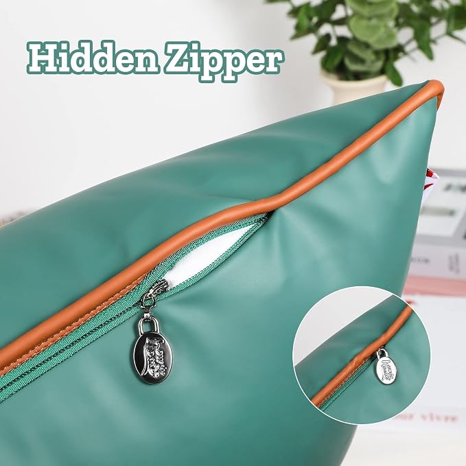Silicone Waterproof Lumbar Pillow Covers 12x20 Inch for Summer Outdoor Fadeproof Rectangle Decorative Pillowcase for Garden Patio Tent Balcony Bench Sofa, Dark Green