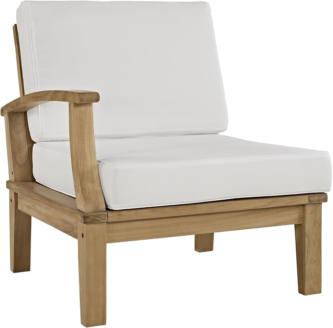Modway EEI-1822-NAT-WHI-SET Marina Premium Grade A Teak Wood Outdoor Patio Furniture Set, 2 Piece, Natural White
