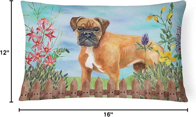 Caroline's Treasures CK1202PW1216 German Boxer Spring Canvas Fabric Decorative Pillow Machine Washable, Indoor Outdoor Decorative Pillow for Couch, Bed or Patio, 12HX16W