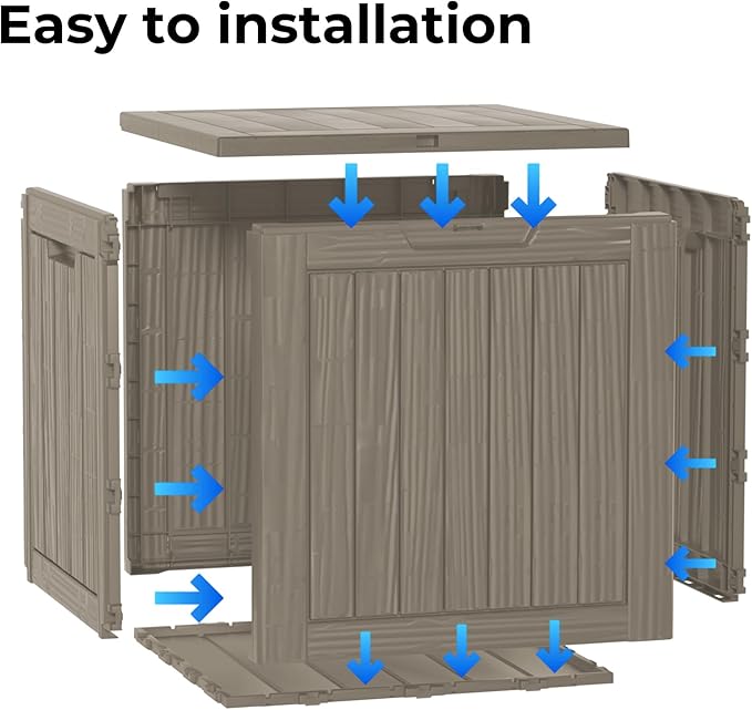 35 Gallon Resin Deck Box Waterproof Outdoor Storage Box for Patio Furniture Pool Accessories Indoor Storage for Cushion Garden Tools, Gray