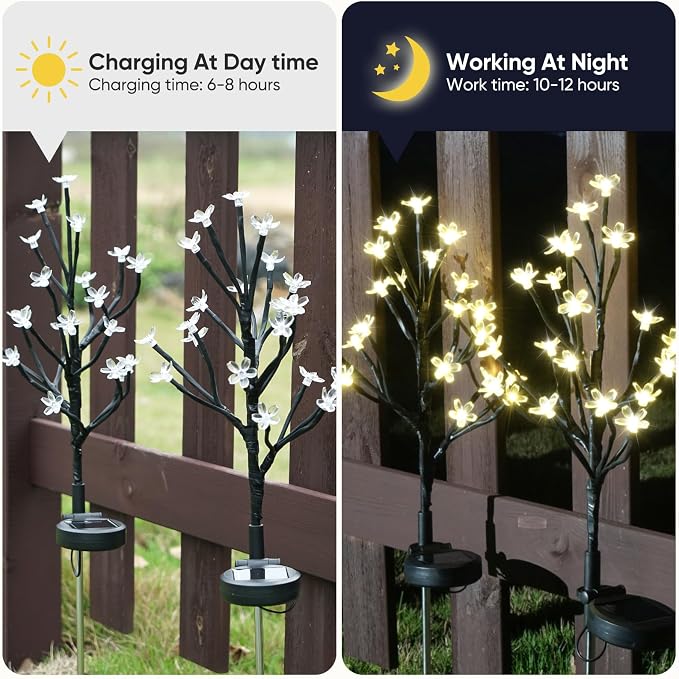 6 Pack Solar Lights Outdoor Waterproof, Garden Lights Solar Flowers | 2 Modes 120LED, Fairy Garden Decor for Outside, Yard, Patio, Pathway, Lawn Decorations, Gardening Gifts for Women Mom