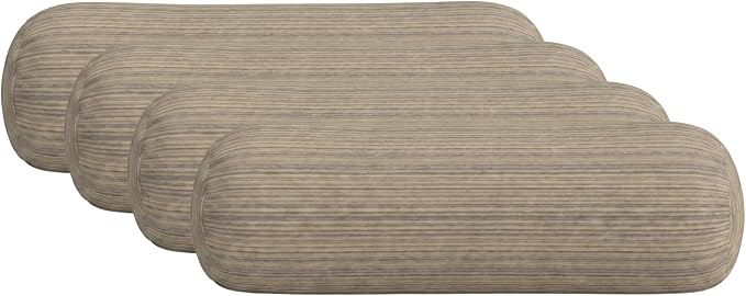 RSH DECOR: Sunbrella Neck Roll Pillows Set of 4 | 20” x 6” | Outdoor Bolster for Patio, Deck, Porch, or Poolside Furniture | Water & Fade-Resistant | Made in USA (Current Slate)