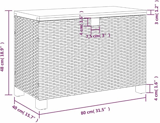 vidaXL Patio Storage Box, Outdoor Cushion Storage Box with Lid, Toy Box for Furniture Garden Tools, Modern Style, Gray Poly Rattan Acacia Wood