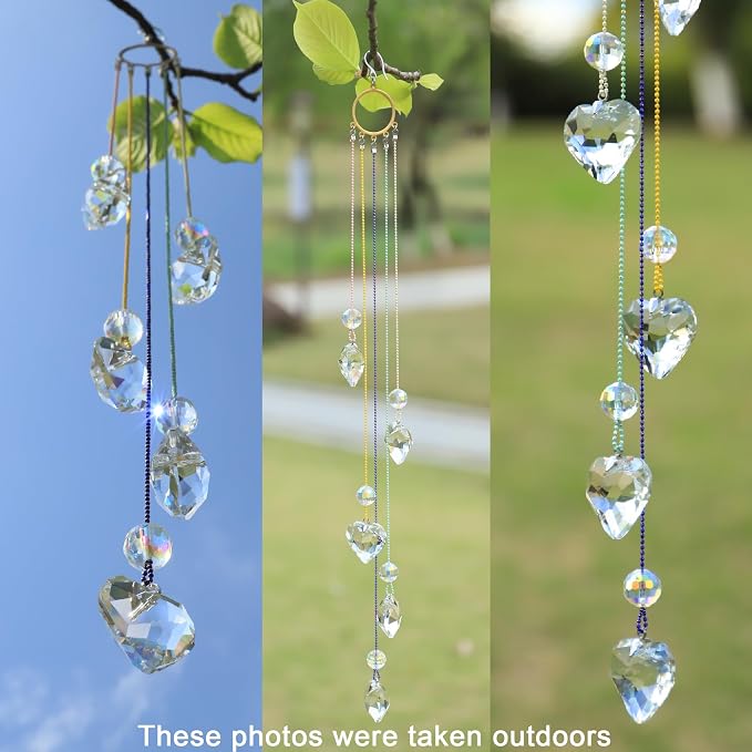 Crystals Heart Prisms Suncatcher Hanging Ornament Rainbow Maker for Home,Garden Decoration (Heart)