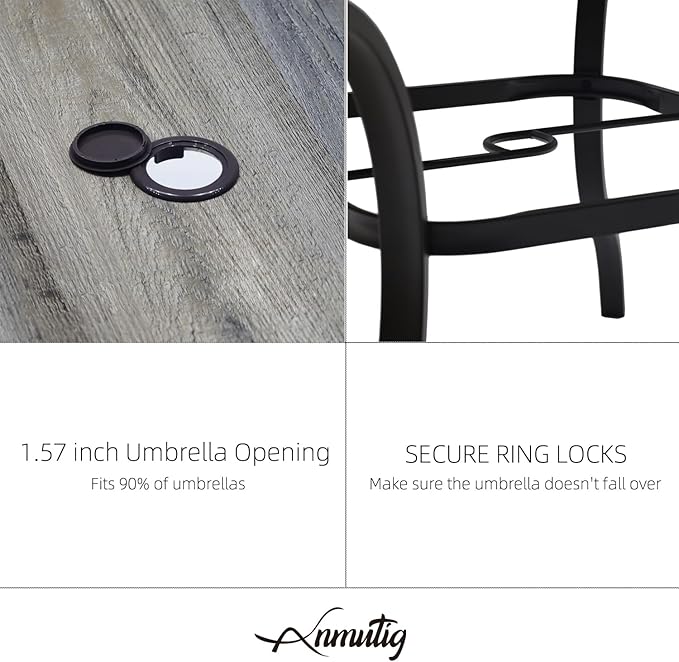 Anmutig 5 Piece Outdoor Patio Dining Set with Gray Stackable Chairs and 37" PVC Square Table