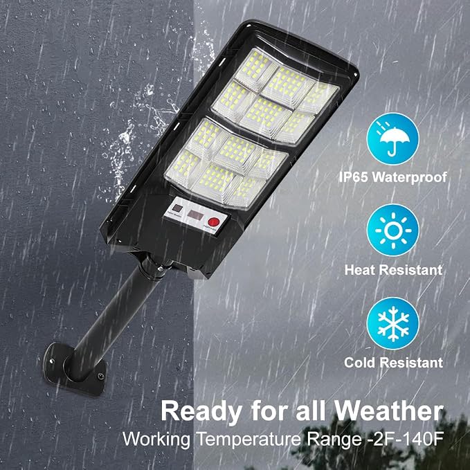 Cenfmlt Solar Street Lights Outdoor 4 Pack, Dusk to Dawn LED Flood Light with Motion Sensor, IP67 Waterproof 6500K Security Lamps & Remote Control for Driveway, Garage, Barn