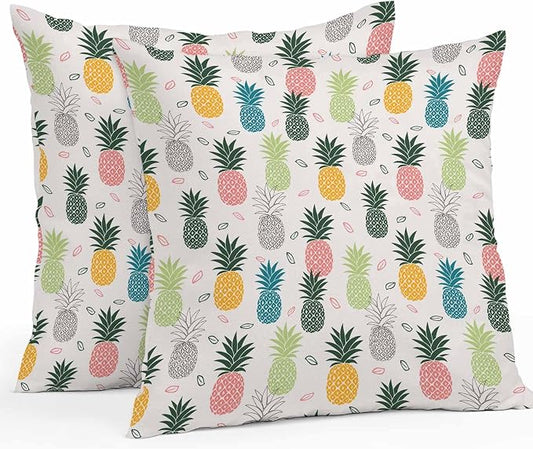 Outdoor Waterproof Pillow Covers for Patio Summer Pineapple Decorative Throw Pillow Cover Watercolor Pineapple Fruit Pillowcases Set of 2 Cushion Case for Sofa Couch Chair Home Decor 24 x 24 Inches