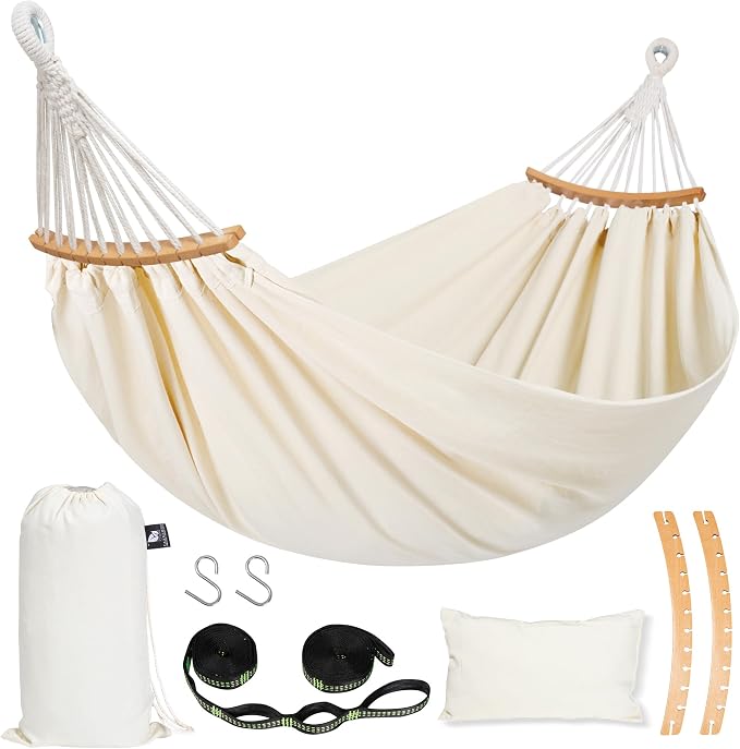 SUNCREAT Hammocks Hammock Replacement for Stand, Double Hammock with Carrying Bag, Hanging Straps, Beige