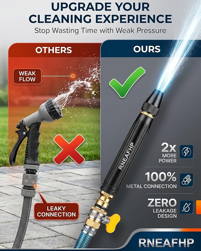 Home High-Pressure Car Wash Water Gun with Booster Nozzle Powerful Heavy Duty Metal Car Washer Nozzle Gun Sprayer Wand Garden Watering Vegetables Portable Cleaning Tool for Home Yard Outdoor(#1 3PCS)