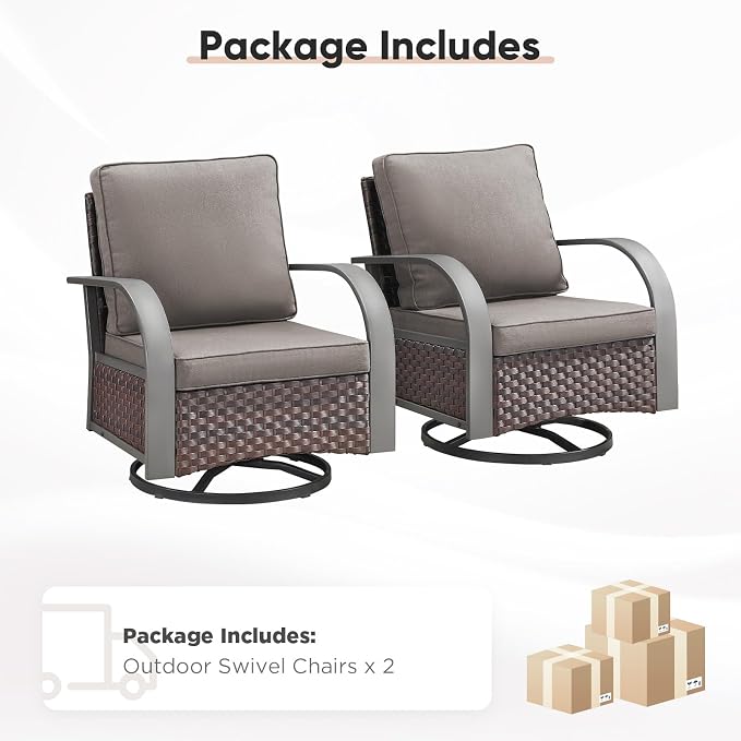 Belord Luxury Patio Furniture (Grey, 2 PCS - Swivel Glider)