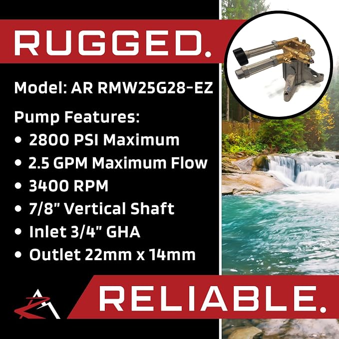 The ROP Shop OEM AR 7/8" Shaft 2800 PSI Vertical Gas Pressure Washer Pump for Craftsman 020606-02