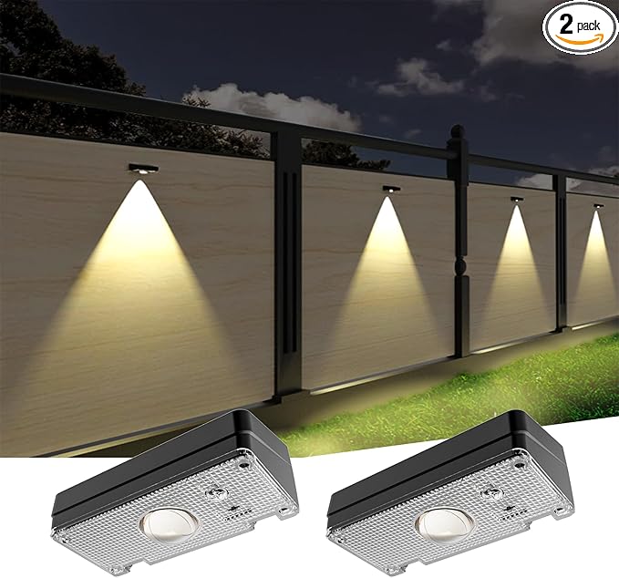 Solar Fence Lights,10 RGB Color Changing Modes,Solar Lights Powered Waterproof IP65,30 Hours Runtime,Easy Installation for Fence,Garden,Yard,Patio,Pool,Porch,Holiday Decor(2P)